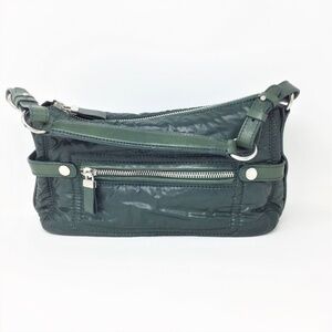 Pollini Green Handbag w/ Leather Detail